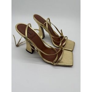 L'Autre Chose Strappy Sandals Womens 36 Gold Metallic Leather Square Toe Italy